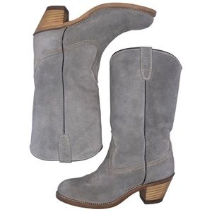 Wolverine Vintage 1970’s Gray Suede Leather Mid Calf Western Boots Womens US 6
